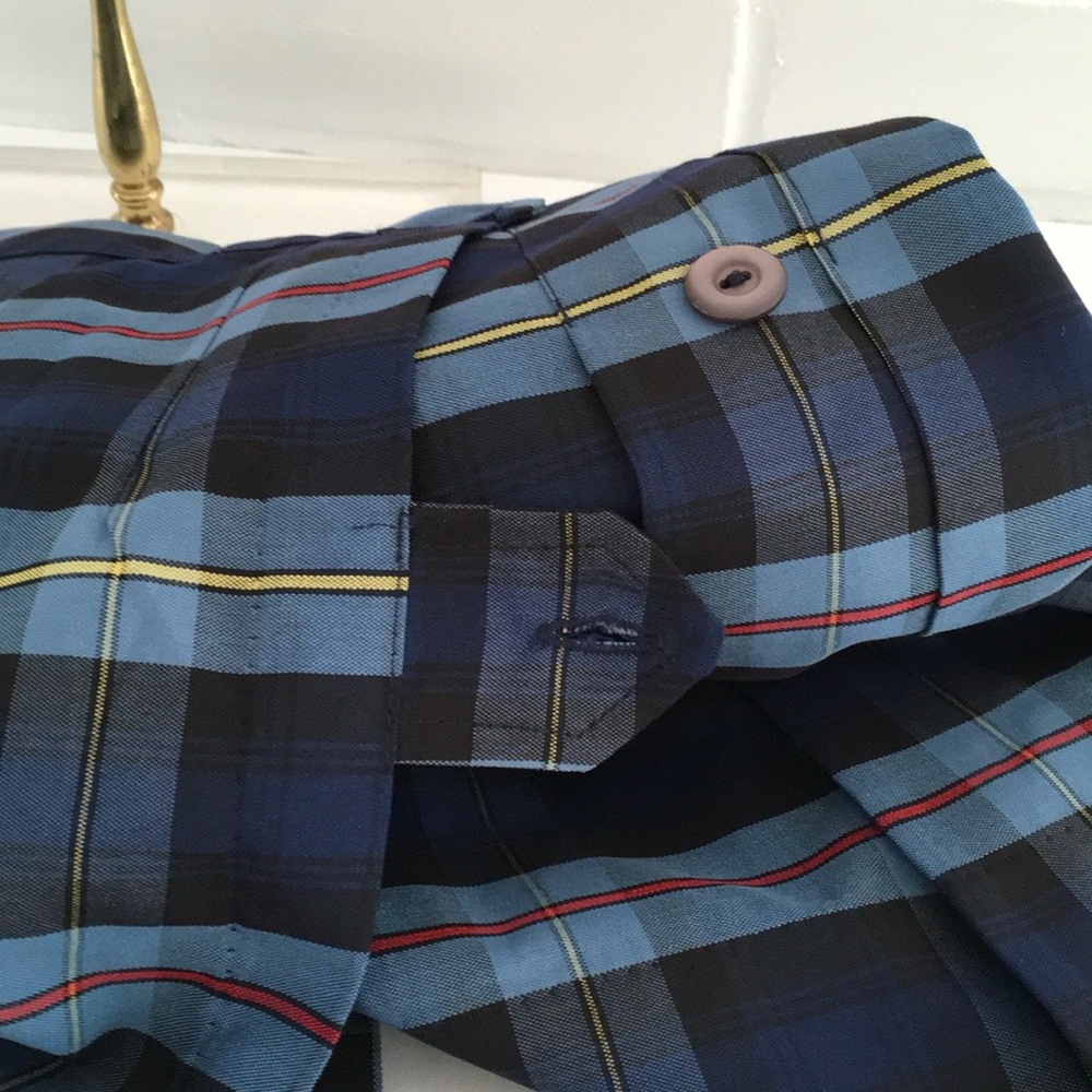 Girls Size 16 Classic Blue Pleated Plaid School Uniform Skirt - Picture 6 of 7